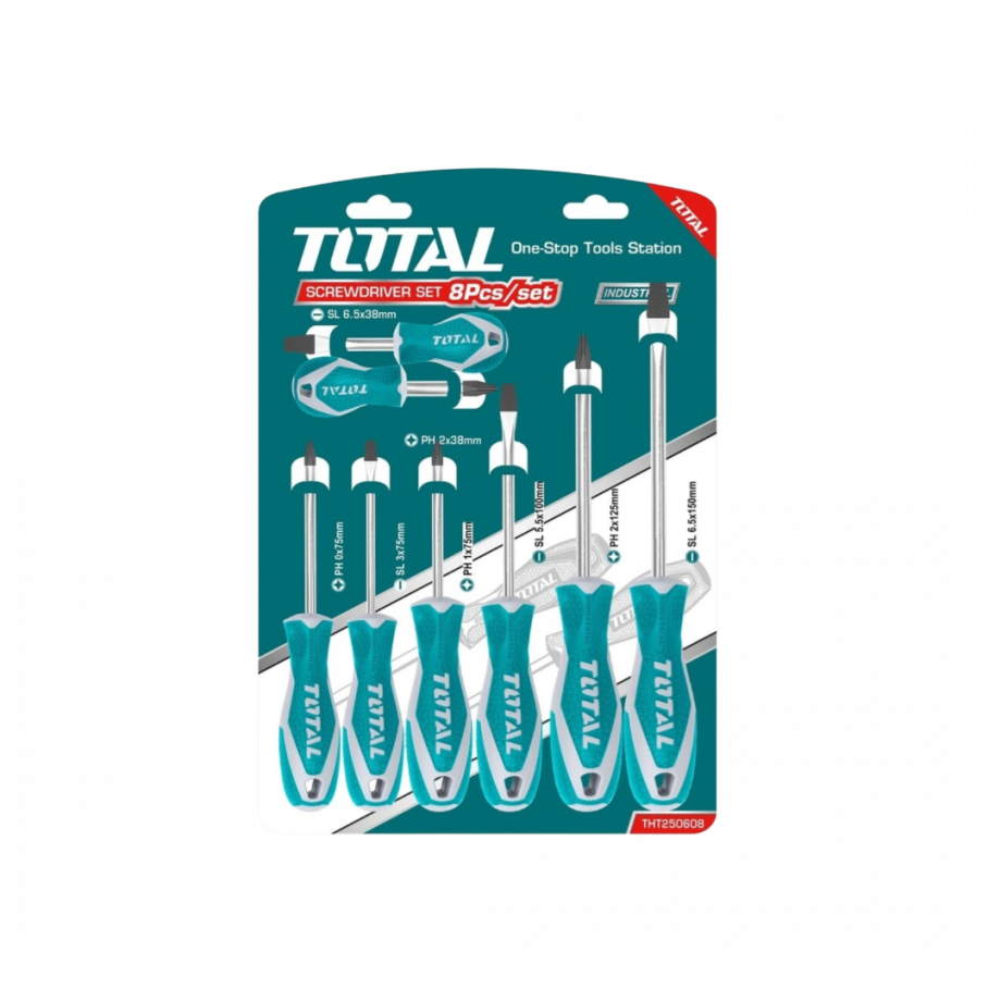 ឈុតទុល្វីស - TOTAL 8 pcs screwdriver THT250608